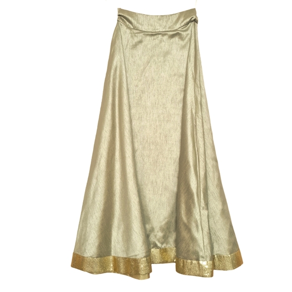 Size- XS, Indya beige poly silk flared ethnic skirt for women - Picture 3 of 7